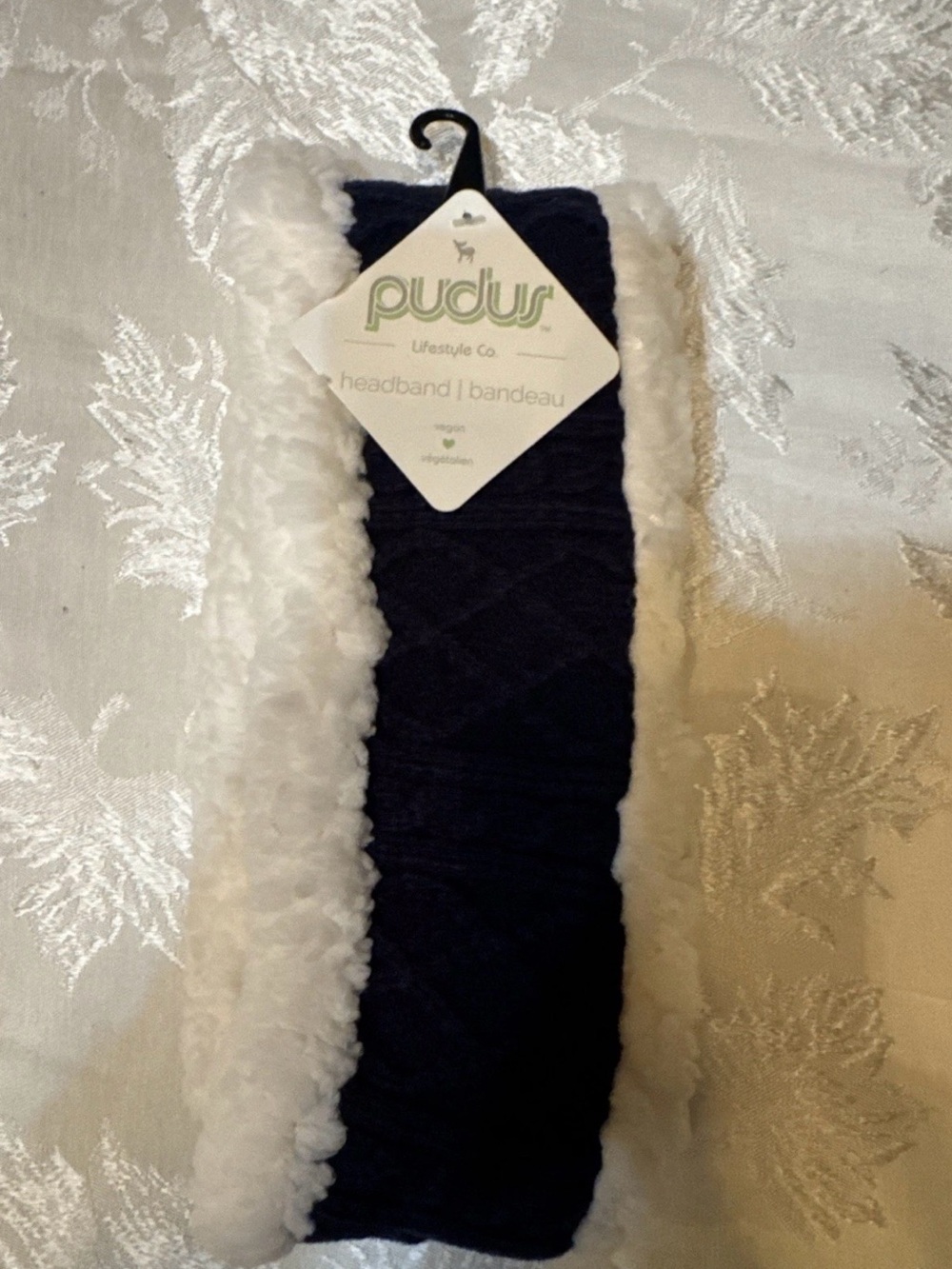 Puffs Women's Navy Blue Faux-Sherpa Headband One Size Vegan NWT